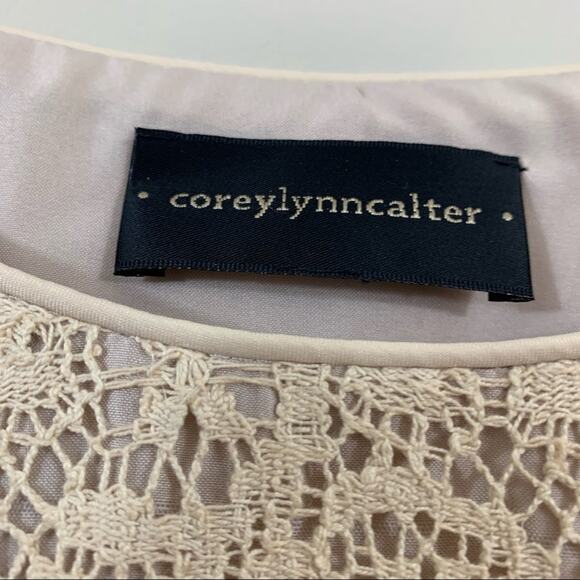 Anthropologie Corey Lynn Crochet Cream Bell Sleeve Dress - Picture 3 of 9